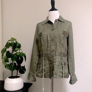 Ecologie linen feel utility jacket olive green